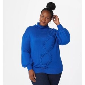 Laurie Felt Turtleneck Sweater with Braided Trim Size XL Relaxed Fit